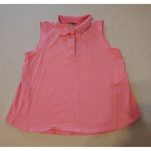 T by Talbots Sleeveless Coral Pink Golf Tennis Polo Shirt Top Women's Size L GG